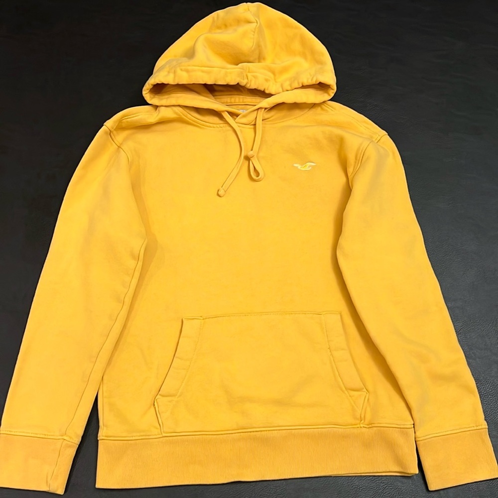 Hollister Men icon hoodie, yellow color, size XS